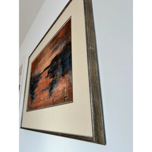 Mabel Palmer Painting "Red Dusk" Bodega Bay Sunset Impressionistic Mixed Media - Signed For Sale - Image 4 of 5