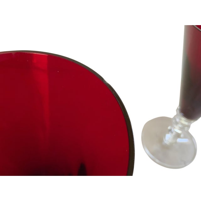 Vintage Pair William Yeoward Scarlet Crystal Water Goblet - a Pair For Sale In Palm Springs - Image 6 of 7