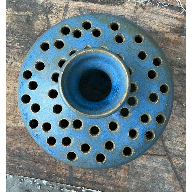 Vintage Original Studio Pottery Pierced Vase For Sale - Image 4 of 12