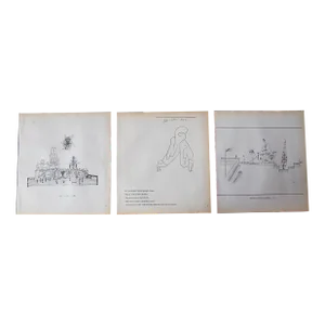 Vintage Mid 20th C. Abstract Black & White Paul Klee Lithographs - Set of 3