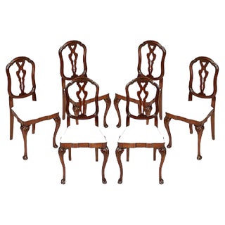 19th-Century Venetian Carved Walnut Chairs, Set of 6 For Sale