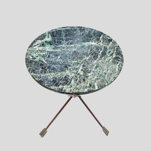 Directoire Style Tripod Table with Green Marble Top from Maison Jansen, 1950s For Sale - Image 4 of 10
