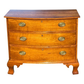 Antique Chippendale Connecticut River Valley Cherry Bowfront Bachelor's Chest For Sale