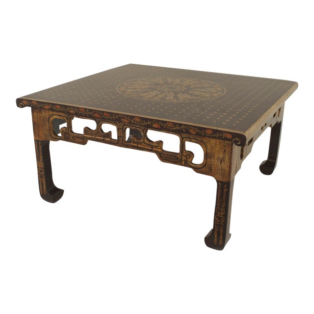 Asian Chinese Style Brown Lacquered Square Coffee Table Chairish