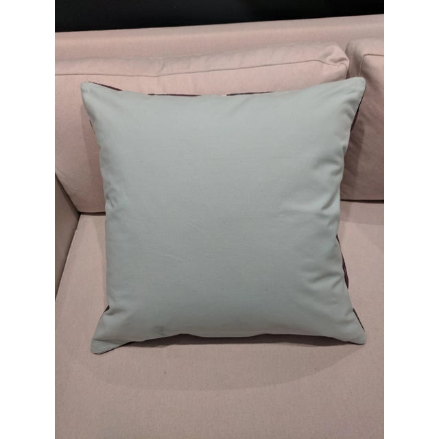 Shabby Chic Contemporary Purple & Neutral Embroidered Accent Pillow For Sale - Image 3 of 5