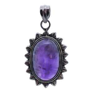 Vintage Amethyst With Sterling Silver Starburst Pendant