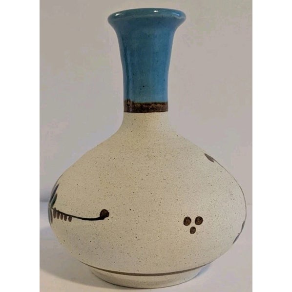 Mexican Vintage Mexican Tonala Signed Sandstone Small Bud Vase For Sale - Image 3 of 6