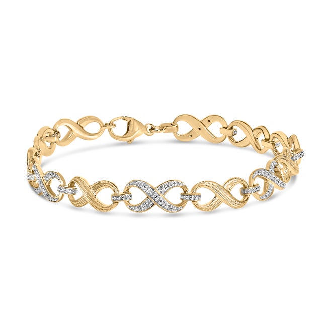 An endless whisper of elegance encircles the wrist with intertwined open infinity stations, each link a promise of...