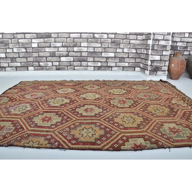 1960s Vintage Handwoven Wool Kilim Carpet For Sale - Image 5 of 10