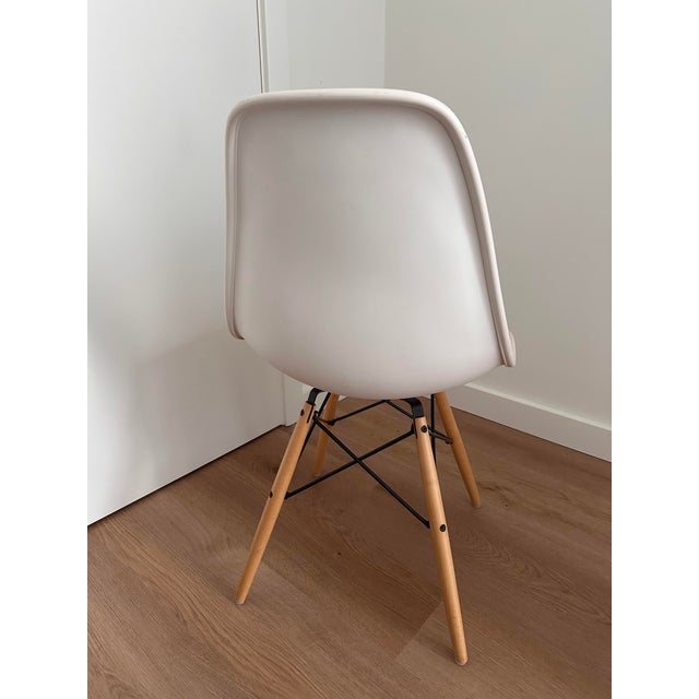 Navy Blue Vitra Eames Upholstered Molded Plastic Side Chair For Sale - Image 8 of 13