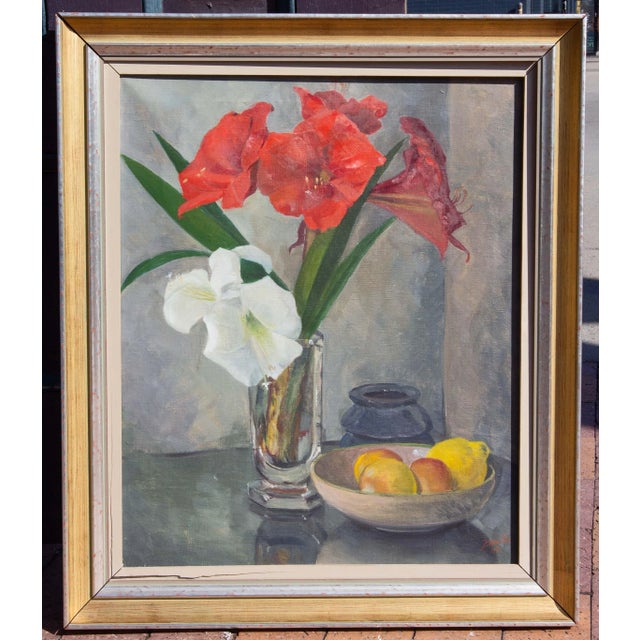 Mid 20th Century Mid 20th Century Floral Still Life Oil Painting, Framed For Sale - Image 5 of 5