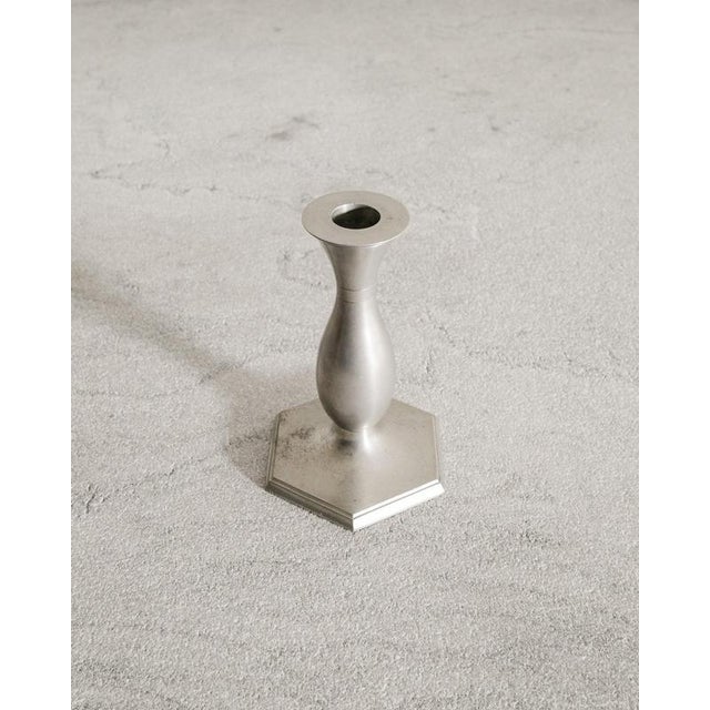 Danish Mid-Century Sculptural Pewter Candlesticks by Just Andersen, 1940s, Set of 2 For Sale - Image 3 of 5