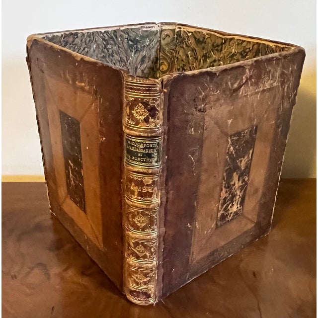 Antique 19th Century French Leather Bound Book Form Library Waste Paper Basket or Box for the Desk For Sale - Image 11 of 16