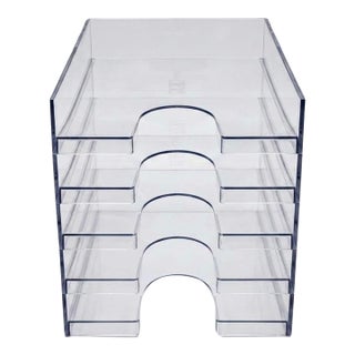 Space Age 1970s Palaset Clear Acrylic Stacking Letter Trays - Set of 5 For Sale