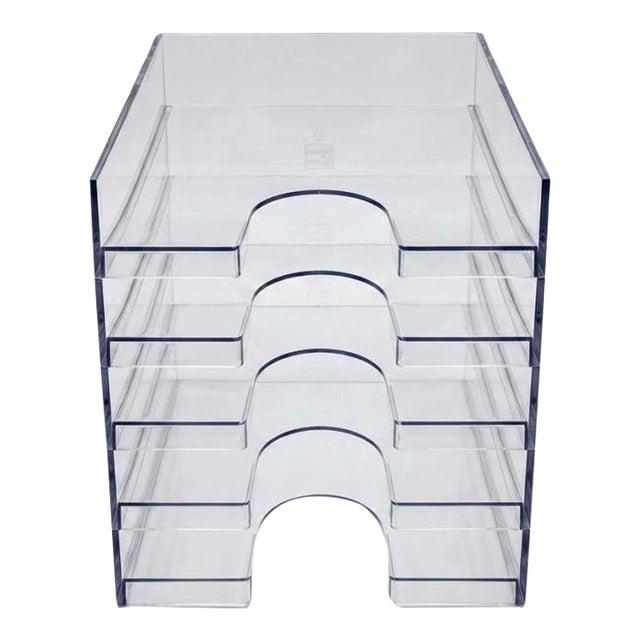 Space Age 1970s Palaset Clear Acrylic Stacking Letter Trays - Set of 5 For Sale