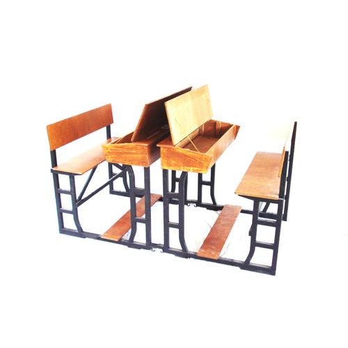 Brown Large Wooden School Desk on Wheels with Desk Flap For Sale - Image 8 of 11