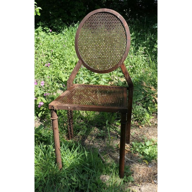 Metal Brutalist Iron Stacking Dining Chairs, 1960, Set of 4 For Sale - Image 7 of 8