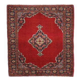 Antique Hand-Knotted Persian Bidjar Rug 2'11" X 3'1" For Sale