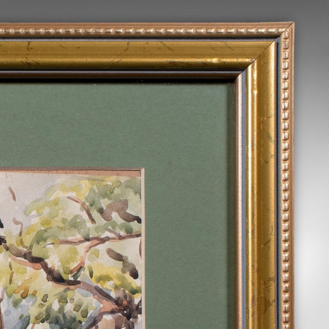 Green Vintage Watercolour Painting, Isle of Wight, English School, Framed Art, Dolding For Sale - Image 8 of 9