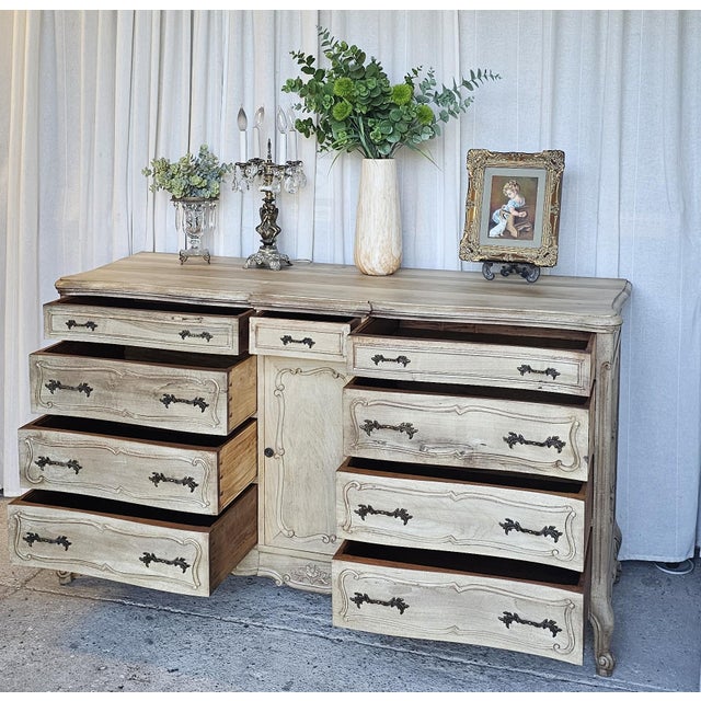 Sand Vintage, French Provincial Sideboard/ Credenza, Triple Dresser For Sale - Image 8 of 18
