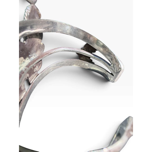 Vintage Navajo Style Sterling Silver Turquoise & Spiny Oyster Butterfly Cuff Bracelet For Sale - Image 9 of 12