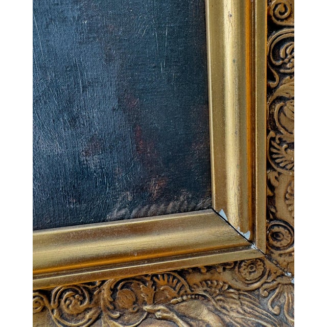 Wood Antique Portrait of a Woman Dated 1915, Framed For Sale - Image 7 of 11
