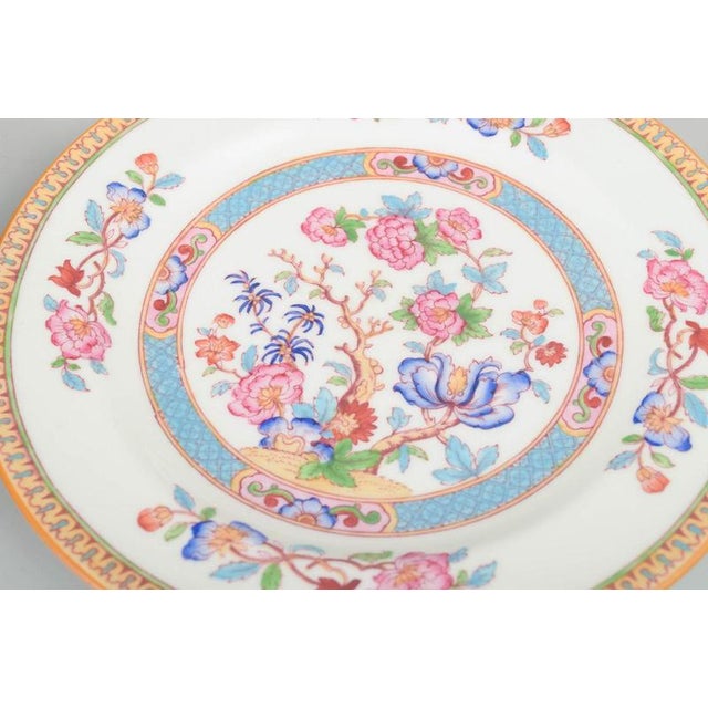 Faience Plates with Oriental Floral Pattern from Cauldon China, England, Set of 4 For Sale - Image 3 of 5