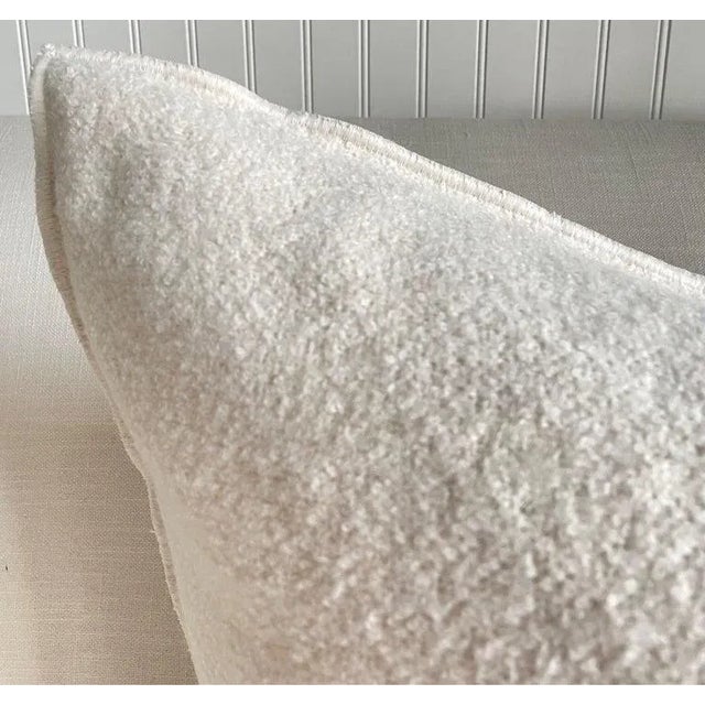 French White Wool Bouclette Double Faced Euro Shams For Sale - Image 4 of 6