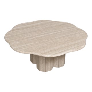 French Sculptural Travertine Flower Coffee Table, 1980s For Sale