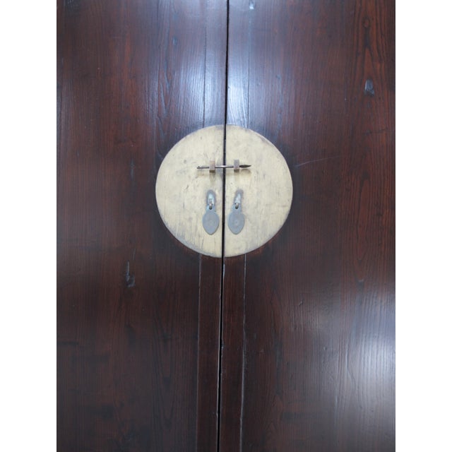 Wood Large 87" Tall Antique Chinese Cabinet W 2 Shelves For Sale - Image 7 of 10