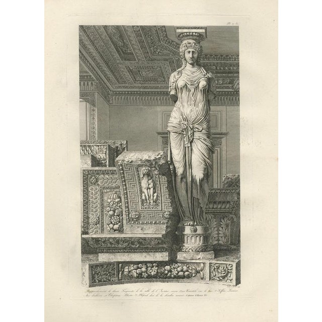Louis-Pierre Baltard, Caryatid Sculpture of the Louvre Interior, 1803, Paper For Sale - Image 3 of 9