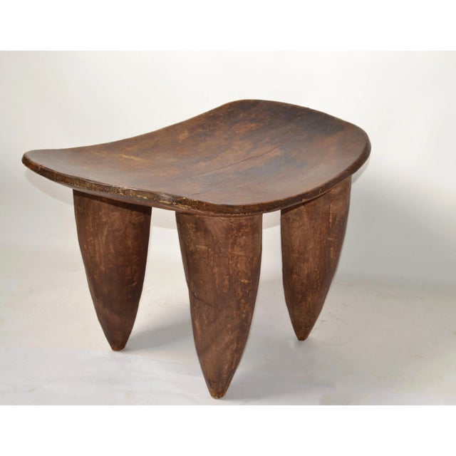 Tribal Organic Handmade African Tribal Art Folk Art Hand Carved Wood Stool For Sale - Image 3 of 12