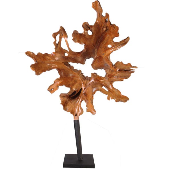 Inspired by the beauty of natural roots formation, this large organic teak sculpture is hand carved from one piece of...