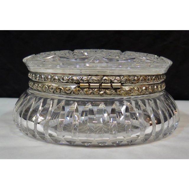Vintage Large Exquisite Cut Crystal Trinket Box For Sale - Image 4 of 10