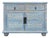 Oriental Floral Shabby Chic Rustic Light Blue High Credenza Cabinet For Sale
