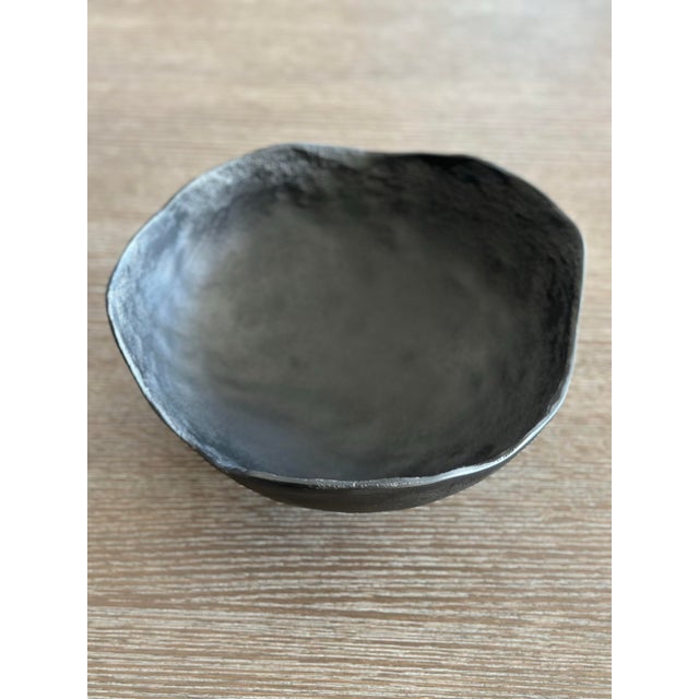 Metal Organic Shaped Blacken Metal Bowl For Sale - Image 7 of 7