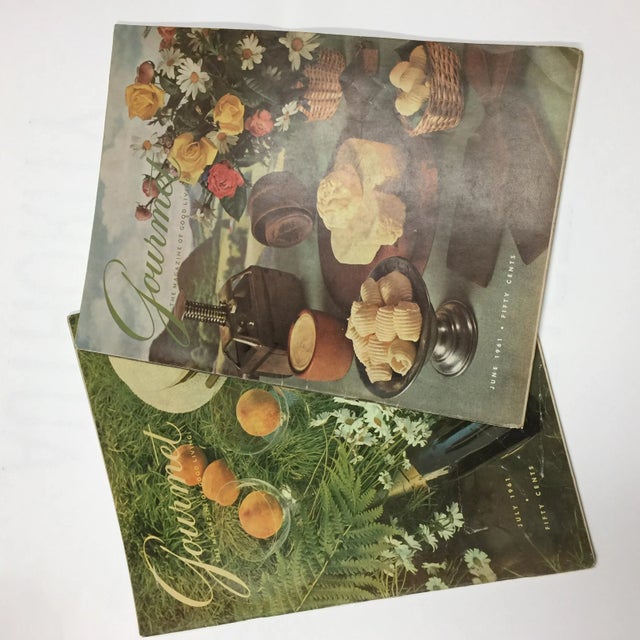 Eight issues from 1961 of Gourmet The Magazine of Good Living. Wonderful colorful graphics with a Mid-century feel and...