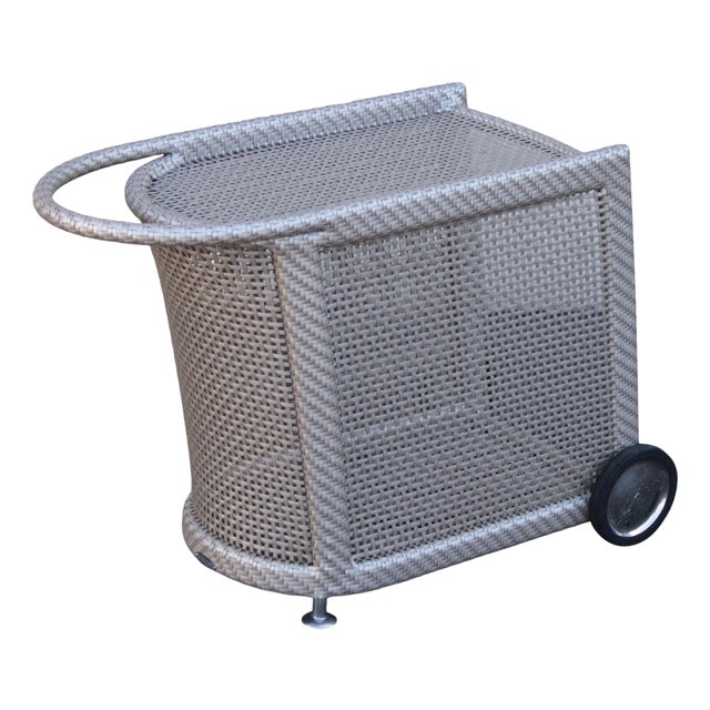 Dedon Contemporary Outdoor Patio Bar Cart For Sale