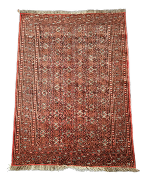 Vintage Hand-Knotted Turkmen Tekke Wool Rug, 1960s