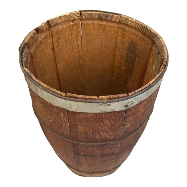 Farmhouse Antique Primitive Wooden Nail Keg Barrel Rustic Farmhouse Country Decor Old 18” For Sale - Image 3 of 13