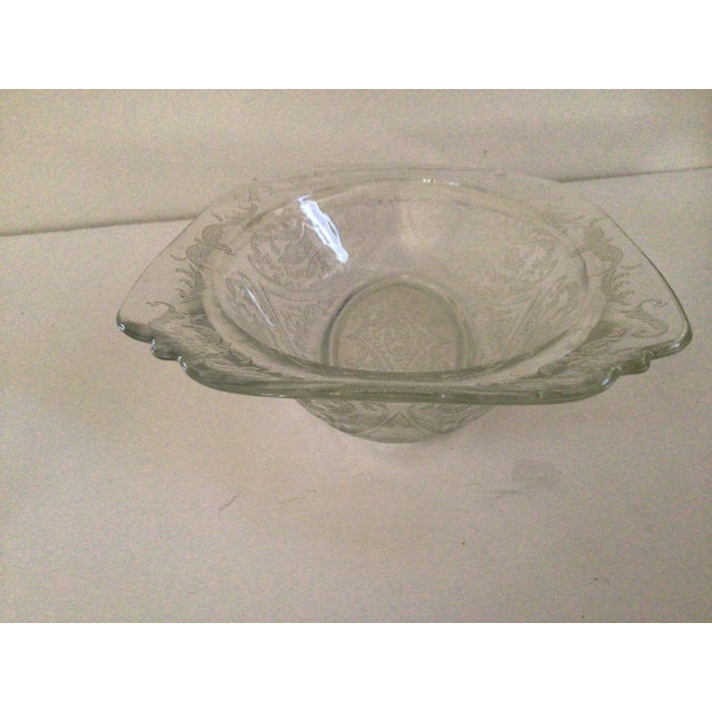Federal Glass Federal Glass Madrid Etched and Clear Serving Bowl For Sale - Image 4 of 6
