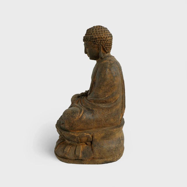 Asian Cast Stone Sitting Buddha For Sale - Image 3 of 8