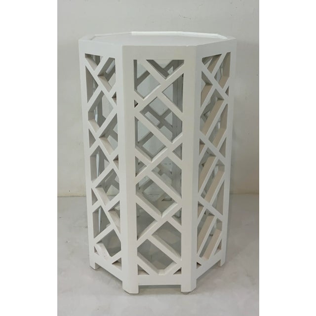 2020s Modern White Wood Octagonal Fretwork Side Table For Sale - Image 5 of 5