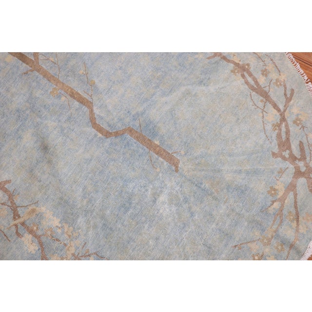Textile Early 20th Century Powder Blue Oval Chinese Rug - 4' x 7' For Sale - Image 7 of 12