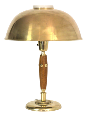 Swedish Modern Brass and Beech Table Lamp by Hans Bergström, 1940s