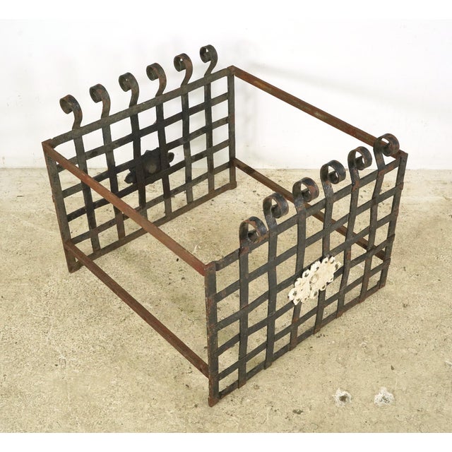 Traditional Antique Wrought Iron Box Shaped Fireplace Box For Sale - Image 3 of 7