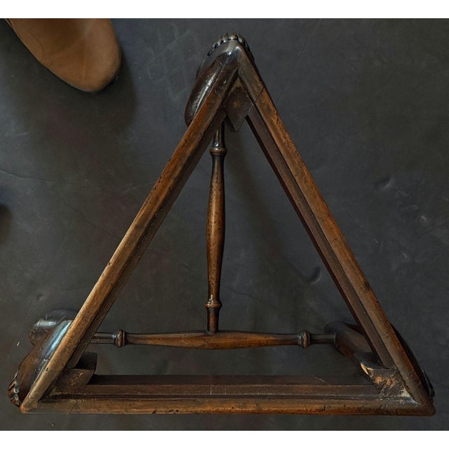 Coffee English Triangular Stool With Cabriole Legs and a Needlepoint Seat For Sale - Image 8 of 8