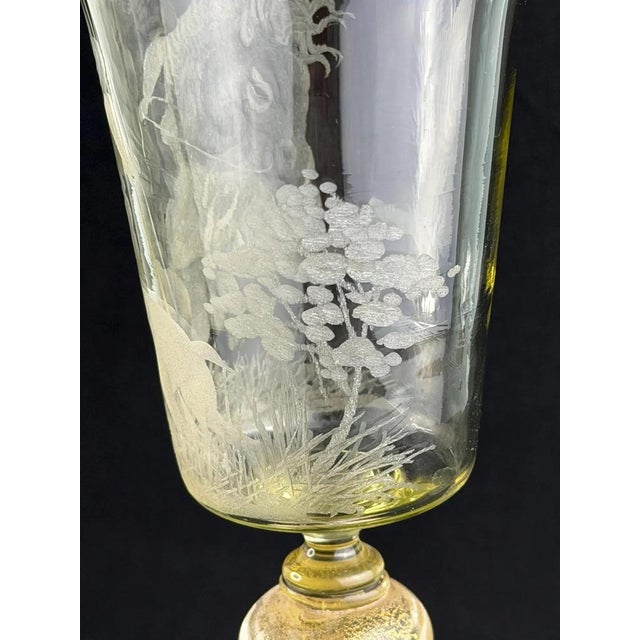Antique Bohemian Hand-Blown Engraved Goblet with Hunter and Horse, 1830s For Sale - Image 4 of 14