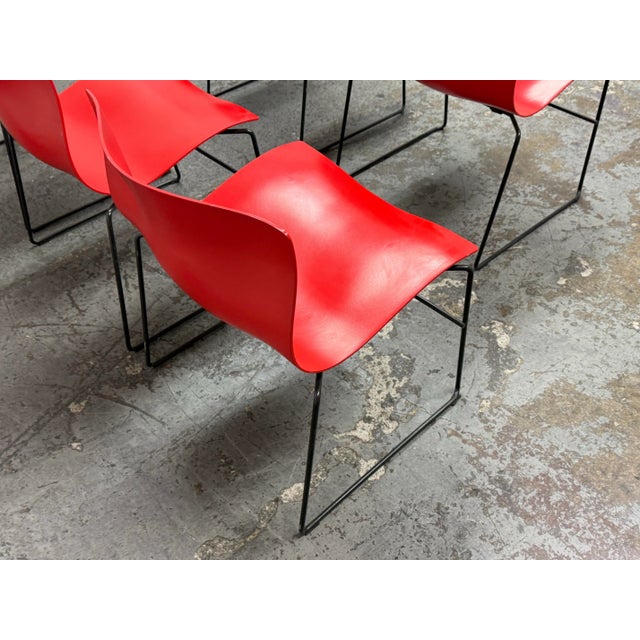 Metal Circa 1998 Massimo Vignelli for Knoll Red Handerkerchief Chairs, Set of Five For Sale - Image 7 of 12