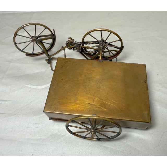 Handmade Antique Brass Bicycle Bike W/ Moving Parts & Side Car Trinket Box Jar For Sale - Image 13 of 13